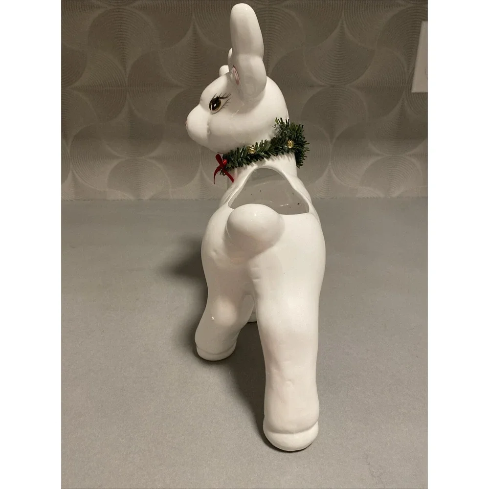 Ceramic Reindeer‎ Planter Retro White Holiday Deer Pot Christmas